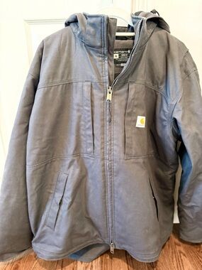 Carhartt Men's Charcoal Hooded Loose Fit Work Jacket